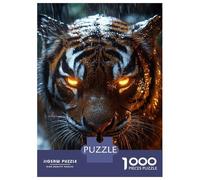 Jigsaw Puzzles 1000 Pieces Glowing-Eyed Tiger in The Rain Jigsaws for Adults Hands-on Game Stress Reliever Unique Birthday And Xmas Gifts 52x38cm/1000pcs