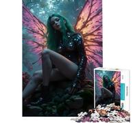 Jigsaw Puzzles 1000 Pieces Green-haired Fairy Sitting on A Rock Family Game Brain Intelligence Challenge Addictive Toys Great Gifts for Games Birthday Present (Size 38x52cm)