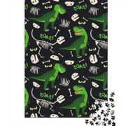 Jigsaw Puzzles 1000 Pieces Green T-Rex Dinosaur-Cartoon Kids Pattern Jigsaw 70x50cm/1000pcs Toy for Adults And Kids Challenging Creative Family Game DIY Cardboard