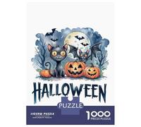 Jigsaw Puzzles 1000 Pieces Halloween Cats & Pumpkins Puzzles for Adults Hands-on Game Staycation Kill Time Christmas Birthday Gifts 38x26cm/1000pcs