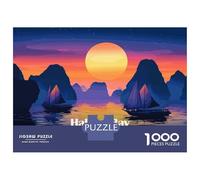 Jigsaw Puzzles 1000 Pieces Halong Bay Vietnam Sunset Illustration Adult Jigsaw Puzzle Toy Wall Decor Birthday Present Unique Birthday And Xmas Gifts 70x50cm/1000pcs