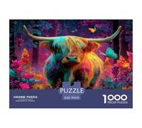 Jigsaw Puzzles 1000 Pieces - Highland Cow Art Puzzles for Adults -Artistic Animals Impossible Hard Difficult Challenging Puzzles for Home Decor Birthday Party Gifts Toy (70x50cm/1000pcs)