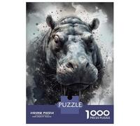 Jigsaw Puzzles 1000 Pieces Hippo Wild Beauty Puzzles for Adults Hands-on Game Staycation Kill Time Christmas Birthday Gifts 70x50cm/1000pcs
