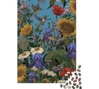 Jigsaw Puzzles 1000 Pieces Hummingbird Garden Art Print-1 Adult Jigsaw Puzzle Brain Teaser Game Analysis And Logic Christmas Birthday Gifts 52x38cm/1000pcs
