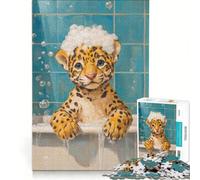 Jigsaw Puzzles 1000 Pieces Jaguar Bath Time, Toy Wall Decor, Interesting Stress Reduction, Challenging Game Gifts (38x26cm)