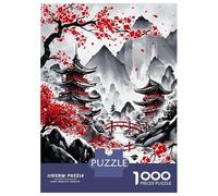 Jigsaw Puzzles 1000 Pieces Japanese Temples Ink Wash Puzzles for Adults Relaxing Games Difficult Challenge Fun at Home Activities, 52x38cm/1000pcs