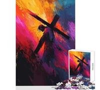 Jigsaw Puzzles 1000 Pieces Jesus Carrying The Cross Painting Home Decoration Toys Great Gift for Games Hands-on Game Wishlist with Santa Claus Size 38x52cm