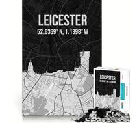 Jigsaw Puzzles 1000 Pieces Leicester City Map Skyline Flawless Fit Art Creative Skill Toy Rest Time Play Christmas Art Display (38x52cm)