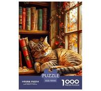 Jigsaw Puzzles 1000 Pieces Library Cat Puzzles 70x50cm/1000pcs Gift For Kids Challenging Creative Family Game DIY Cardboard