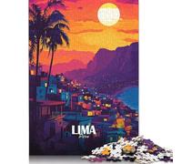 Jigsaw Puzzles 1000 Pieces Lima, Peru Cityscape at Sunset Puzzle for Adults Paperboard Puzzles Christmas Puzzle Gifts 38x26cm/1000pcs