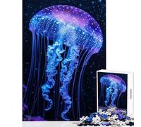 Jigsaw Puzzles 1000 Pieces Luminous Jellyfish Grace Jigsaw Puzzles for Teenagers Staycation Kill Time Every Piece Is Unique - Brainteaser Family Games (38x26cm)