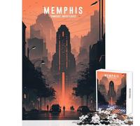 Jigsaw Puzzles 1000 Pieces Memphis Skyline Panorama Puzzle For Teenagers Precision Cutting for Birthday, Chrismas Deal As Gifts for The Whole Family (50x75cm)