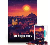 Jigsaw Puzzles 1000 Pieces Mexico City Skyline at Sunset Flawless Fit Art Creative Skill Toy Rest Time Play Christmas Art Display (50x75cm)