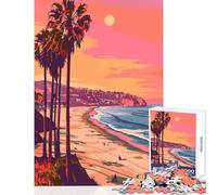 Jigsaw Puzzles 1000 Pieces Minimalist LA Beach Art Puzzles for Teenagers Analysis And Logic Wishlist with Santa Claus Beautiful Design Game (38x52cm)