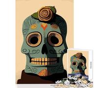 Jigsaw Puzzles 1000 Pieces Moai Head Skull Poster Art Jigsaw Puzzles for Adults Precision Cutting Train Your Brain And Hands Toy Intellectual Game (38x52cm)