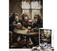 Jigsaw Puzzles 1000 Pieces Monkeys BeerIn Tavern Jigsaw Puzzles for Adults Precision Cutting Train Your Brain And Hands Toy Intellectual Game (38x26cm)
