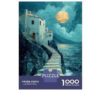 Jigsaw Puzzles 1000 Pieces Moonlit Coastal Village Jigsaws for Adults Hands-on Game Stress Reliever Unique Birthday And Xmas Gifts 52x38cm/1000pcs