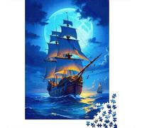 Jigsaw Puzzles 1000 Pieces Moonlit Sailship Voyage Jigsaw 52x38cm/1000pcs Gift For Kids Stress Reliever Educational Games DIY Cardboard