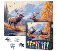 Jigsaw Puzzles 1000 Pieces, Moose Adult Jigsaw Puzzles, Natural Scenery Puzzle 1000 Pieces for Adults, The Elk in the Mountains Puzzle Challenging Game Finished Size 50x70 cm