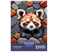 Jigsaw Puzzles 1000 Pieces Mosaic Red Panda on Stone Background Puzzles for Adults Relaxing Games Difficult Challenge Fun at Home Activities, 38x26cm/1000pcs