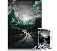Jigsaw Puzzles 1000 Pieces Mountain Road Landscape with Cloudy Sky Relaxing Solo Quiet Time Superior Accurate Cutting Play Toy Size 38x52cm