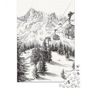 Jigsaw Puzzles 1000 Pieces MountainScenery-BlackWhiteSketchStyle Jigsaw 52x38cm/1000pcs Gift For Kids Challenging Creative Educational Games DIY Cardboard