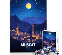 Jigsaw Puzzles 1000 Pieces Muscat, Oman Nightscape Illustration Puzzles for Teenagers Analysis And Logic Wishlist with Santa Claus Beautiful Design Game (38x52cm)