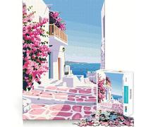 Jigsaw Puzzles 1000 Pieces Mykonos Greece Minimalist Flawless Fit Art Creative Skill Toy Rest Time Play Christmas Art Display (38x26cm)
