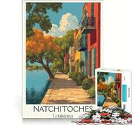 Jigsaw Puzzles 1000 Pieces Natchitoches, LA Poster, Brain Teaser Game, Difficult Challenge, Deal As Gifts for The Whole Family 38x26cm