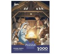 Jigsaw Puzzles 1000 Pieces Nativity Scene with Mary, Joseph, And Animals Adult Jigsaw Puzzle Brain Teaser Game Analysis And Logic Christmas Birthday Gifts 38x26cm/1000pcs