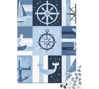 Jigsaw Puzzles 1000 Pieces Nautical Design-Blue Maritime Style Jigsaw 70x50cm/1000pcs Gift For Kids Challenging Creative Family Game DIY Cardboard