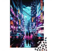 Jigsaw Puzzles 1000 Pieces Neon City Night Scene Jigsaw 52x38cm/1000pcs Gift For Kids Stress Reliever Family Game DIY Cardboard