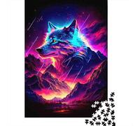 Jigsaw Puzzles 1000 Pieces Neon Wolf Landscape Jigsaw 52x38cm/1000pcs Toy for Adults And Kids Stress Reliever Educational Games DIY Cardboard
