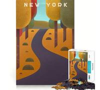 Jigsaw Puzzles 1000 Pieces New York State Flawless Fit Art Creative Skill Toy Rest Time Play Christmas Art Display (38x52cm)