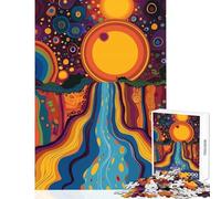 Jigsaw Puzzles 1000 Pieces Original Sunset Waterfall Anti-Stress Toys Secret Santa Gifts Educational Game Wishlist with Santa Claus Size 50x75cm