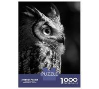 Jigsaw Puzzles 1000 Pieces Owl Portrait in Black And White Puzzles for Adults Relaxing Games Difficult Challenge Fun at Home Activities, 52x38cm/1000pcs