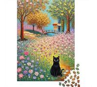 Jigsaw Puzzles 1000 Pieces Painting Cat Garden Scene Jigsaw 38x26cm/1000pcs Gift For Kids Challenging Creative Family Game DIY Cardboard