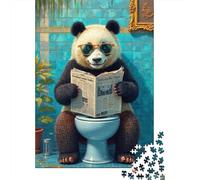 Jigsaw Puzzles 1000 Pieces Panda Reading Newspaper Jigsaw 38x26cm/1000pcs Toy for Adults And Kids Challenging Creative Family Game DIY Cardboard