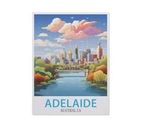 Jigsaw Puzzles 1000 Pieces paper Assembling Picture，Adelaide Australia Vintage Travel Poster，Adults Games Educational Toys（38x26cm）-AV19