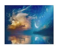 Jigsaw Puzzles 1000 Pieces Paper Assembling Picture，Background with Crescent Moon, Stars and Clouds, Ramadan Kareem，Adults Games Educational Toys（38x26cm）-X61