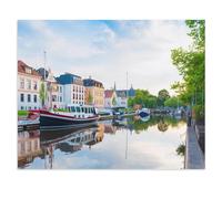Jigsaw Puzzles 1000 Pieces Paper Assembling Picture，Boats at Anchor: Harbor of Oldenburg，Adults Games Educational Toys（50x70cm）-U61