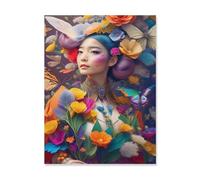 Jigsaw Puzzles 1000 Pieces Paper Assembling Picture，Fantasy woman amidst colourful flowers and butterflies，Adults Games Educational Toys（38x26cm）-AH4
