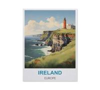 Jigsaw Puzzles 1000 Pieces Paper Assembling Picture，Ireland Europe Vintage Travel Poster，Adults Games Educational Toys（50x70cm）-BY1