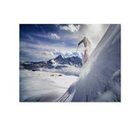 Jigsaw Puzzles 1000 Pieces Paper Assembling Picture，Skier descending a steep slope, blue sky and mountains，Adults Games Educational Toys（50x70cm）-O61