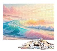 Jigsaw Puzzles 1000 Pieces Pastel Ocean Waves at Sunset Square Jigsaw Puzzles, for Adults & Woodenboard Puzzles Challenging Game 1000pcs (75x50cm)