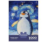 Jigsaw Puzzles 1000 Pieces Penguin Starry Night Puzzles for Adults Relaxing Games Difficult Challenge Fun at Home Activities, 38x26cm/1000pcs
