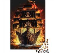 Jigsaw Puzzles 1000 Pieces Pirate Ship Battle Jigsaw 38x26cm/1000pcs Toy for Adults And Kids Challenging Creative Educational Games DIY Cardboard