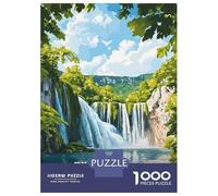 Jigsaw Puzzles 1000 Pieces Plitvice Lakes National Park Puzzles for Adults Relaxing Games Difficult Challenge Fun at Home Activities, 52x38cm/1000pcs