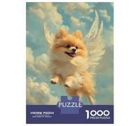 Jigsaw Puzzles 1000 Pieces Pomeranian Angel Pet Memorial Tribute Angel Dog Puzzles for Adults Hands-on Game Staycation Kill Time Christmas Birthday Gifts 70x50cm/1000pcs