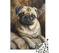 Jigsaw Puzzles 1000 Pieces Pug Dog Portrait Jigsaw 52x38cm/1000pcs Gift For Kids Challenging Creative Family Game DIY Cardboard